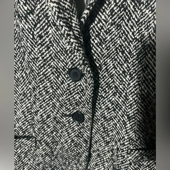 J. Crew Black White Tweed Herringbone Blazer Fully Lined Size 6 - Picture 3 of 9
